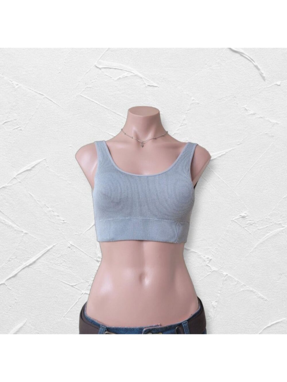 Gap Body Seamless Heather Grey Ribbed Athletic Bra Top (One Size)